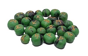 Conjunto de Runas de jade verde al por mayor, cristales curativos grabados estilo Feng Shui para adivinación, trabajo energético de Chakra y crecimiento espiritual - Product Image 3