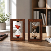 Sablier à cadre en bois, sablier en verre rouge en forme de cerise, ornement en verre, minuteur, cadeau de Noël, décoration de bureau.