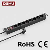 PDU industriel 1U 8 prises Schuko Type F Protection contre les surcharges bipolaires T5 Aluminium CE RoHS