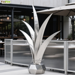 Resort Paisajismo Planta del desierto Acero inoxidable Metal Jardín Agave Escultura - Product Image 3