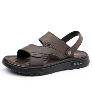 Sandalias Planas de Cuero Genuino para Hombre, Punta Abierta, Suela de Goma Antideslizante, Calzado Informal para Exteriores, Tallas 40 41 42 43 44 45 - Product Image 5
