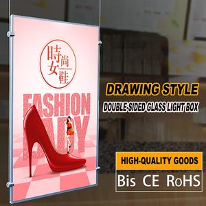 LED hai mặt hình chữ nhật Áp phích Khung hộp đèn siêu mỏng treo tường trong nhà khung quảng cáo kính cường lực <span class=keywords><strong>menu</strong></span> ngược sáng - Product Image 3