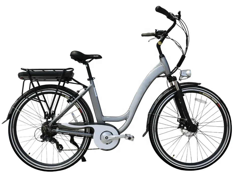 36V 250W CE EN15194 sertifikalı elektrikli şehir bisikleti 700C 28 inç elektrikli bisiklet arka taşıyıcı pil ile E bisiklet