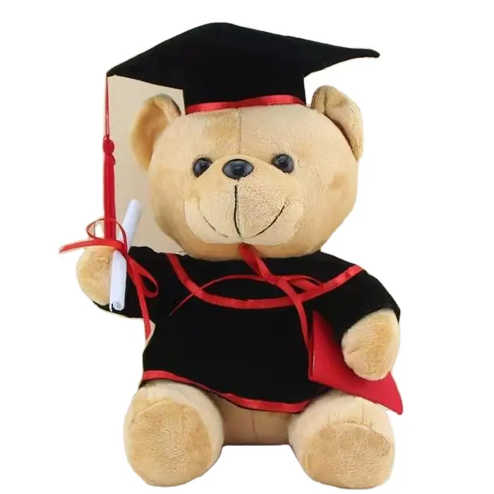 Custom Schattige Gegradueerde Teddybeer Knuffels School Souvenir Studenten Afstudeergeschenken