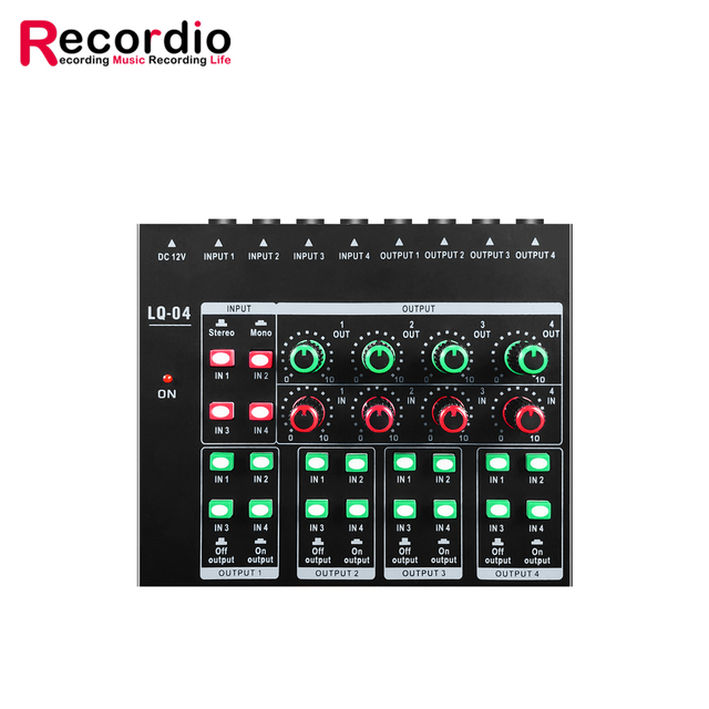 GAX-LQ04 4 Channel Mixer Soundcard Mini Audio Mixer
