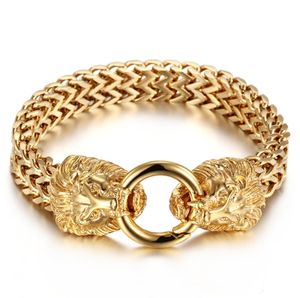 Cool Big Heavy Mens Lion Crâne Loup Tête Verrouillage Bracelets En Acier Inoxydable Biker <span class=keywords><strong>Bijoux</strong></span> - Product Image 5