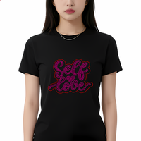 Nouveau Vinyle Thermocollant de Haute Qualité pour T-shirt, Motif 'Self Love' avec Strass, Vente en Gros