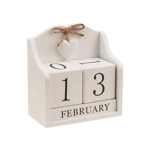 Blanc Mariage Bois Blocs <span class=keywords><strong>De</strong></span> L'avent Calendrier <span class=keywords><strong>de</strong></span> Bureau Perpétuel pour La Décoration <span class=keywords><strong>de</strong></span> Maison et <span class=keywords><strong>De</strong></span> Bureau - Product Image 1