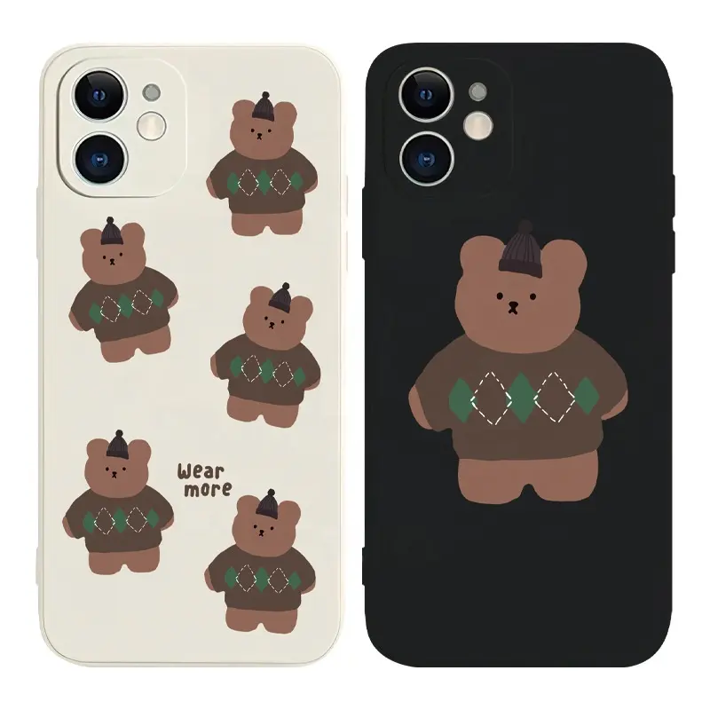 Chill Cute Shockproof Funny Cartoon bear Pattern Design Soft Phone Protective Case Cover For iPhone 8 plus xr 11 12 14 Pro max