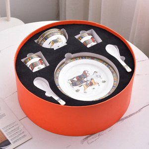 Service de table de luxe en porcelaine fine avec incrustations dorées, 10 pièces, coffret cadeau, décoration d'intérieur, directement de l'usine, écologique - Product Image 2
