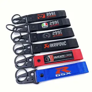 Popular motorcycle racing car personality modification keyrope embroidery cloth art keychain accessories