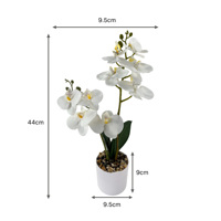 Hoogwaardige witte kunststof vlinderorchidee 17 inch gepotte bloem met stenen, milieuvriendelijke decoratie voor koffieshop, bruiloft en huis.