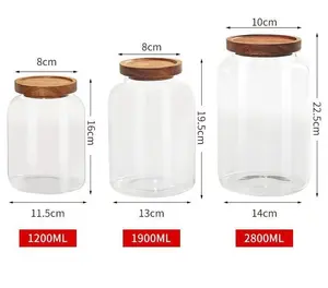 Storage Tank Flexible Food Container 1200ml 1900ml 2800ml,high Borosilicate Food Grade Glass Kitchen Glass Jar Cover Party 200