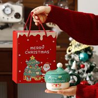 Tasse en céramique Père Noël 430 ml, grande capacité, mug à café peint, tasse à thé de l'après-midi, tasse à thé aux fleurs, mug de petit-déjeuner à domicile, cadeaux de Noël