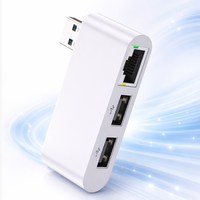 Adaptateur Ethernet USB 2.0 vers RJ45 3-en-1 avec 2 ports USB, station de charge multifonction pour accessoires TV et informatiques