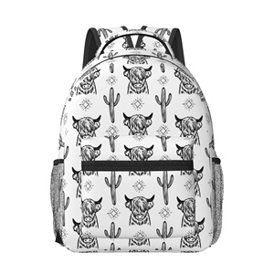 Mochila Infantil Estilo Occidental con Diseño de Vaca Highland, Girasol y Azteca, para Campamento, Escuela y Viajes - Product Image 1