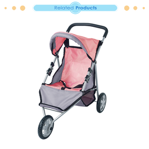 Poussette de jogging en tissu rose et gris Oxford Dollri Starri grande taille pour poupées jusqu'à 18 ''jouet pour filles - Product Image 2