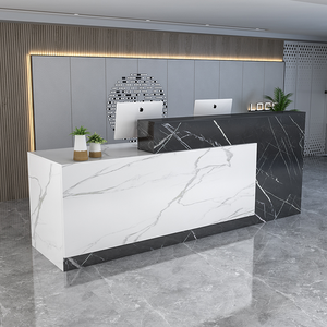 Free Logo MF Modern <b>Small</b> Marble and Stainless Steel Hospital Front Counter Office Reception <b>Desk</b> Storage Commercial Use - Product Image 1