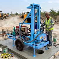 Foreuse de puits d'eau de 50 CV avec chenilles hydrauliques et pompe, alimentée au diesel, transportée sur camion, pour une profondeur maximale de 200 m