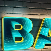 Enseigne néon LED personnalisée à effet miroir infini, boîte lumineuse 3D effet tunnel, décoration murale pour bar, boîte de nuit, salle de jeux, restaurant, hôtel