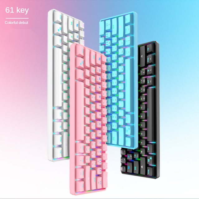 K61 60% Wired RGB Mechanical Gaming Keyboard Hot-Swap Brown Switch with Full-Key Anti-Ghosting 61 Keys ABS Keycaps PC Compatible