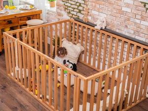 Parc de jeu portable moderne en bois pour bébés et enfants, clôture de sécurité intérieure pour tout-petits, aire de jeu sécurisée pour hôpitaux - Product Image 4