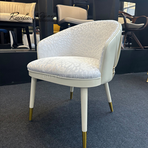 Keynes Modern Luxury Jacquard Fabric Accent Chair Cream White Upholstered Leisure Armchair with Gold Tipped Legs for Living Room - Product Image 2