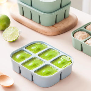 <span class=keywords><strong>Bac</strong></span> à glaçons en silicone à six grilles de qualité alimentaire, couvercle, boîte de congélation <span class=keywords><strong>pour</strong></span> purées de fruits, crème glacée et congélateur - Product Image 3