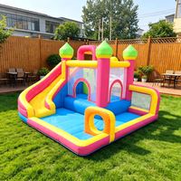 Château gonflable multifonctionnel pour usage domestique avec toboggan et piscine
