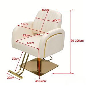 Sillón de Salón Reclinable de Cuero Moderno con Base Hidráulica Cromada, Silla de Estilismo para Peluquería, Barbería y Sala de Estar - Product Image 6