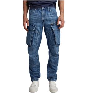<b>Men's</b> Pants & Trousers 100% Cotton With 3D Pockets Mid Waist Regular Tapered Fit Cargo Denim <b>Jean</b> Pants - Product Image 1