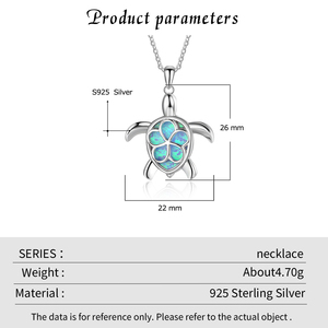Original Design Opal Link Chain S925 Sterling Silver Rhodium Plated Trendy Cute Turtle Pendant Necklace Women's Engagement Daily - Product Image 2