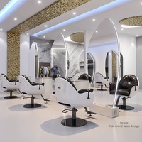 Neuer Stil Moderner Minimalistischer Leder-Frisiertisch mit Standspiegel für Dauerwellen/Färbeprozesse in Gewerblichen Friseursalons