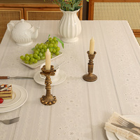 Nappe carrée de luxe en dentelle guipure brodée florale, style nordique, anti-plis, anti-poussière, lavable, pour hôtels et restaurants