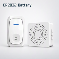 Ensemble émetteur-récepteur de sonnette sans fil avec batterie CR2032, 433,92 MHz, portée en zone ouverte de 100 m pour la maison, le bureau et les comptoirs de service