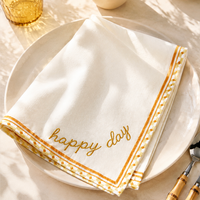 Serviettes brodées colorées, broderie personnalisée, linge de table en lin/coton, écologiques, 45x45cm, modernes, pour les fêtes et les mariages