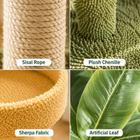 Arbre à chat combiné Coco, Palmier et Cactus |   Griffoir 3-en-1 avec lit en peluche, poteau en sisal et jouets suspendus - Mobilier pour chat tropical