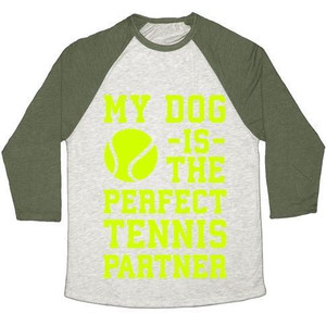 Mi perro es el compañero de tenis perfecto, camiseta de béisbol unisex de mezcla triple - Product Image 1
