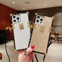 Étui de téléphone en cuir de luxe Weview pour iPhone 14 13 Pro Max, étui de téléphone vintage à motif carré tendance