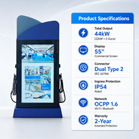 Nouveau chargeur de véhicule électrique numérique AC 44 kW Type 2, boîtier métallique IP54 CE RFID WiFi OCPP1.6 380V pour parking