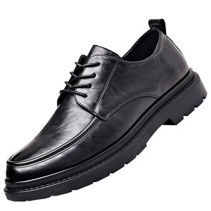 Chaussures habillées en cuir pour hommes, style Oxford, bout rond, à lacets, semelle en caoutchouc antidérapante, pour mariage et affaires, couleur unie, collection automne - Product Image 4
