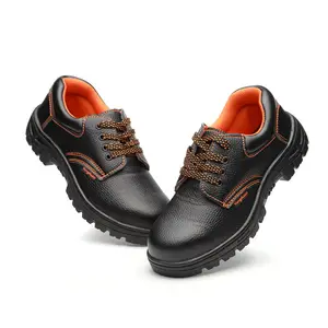 wholesale steel iron toe and sole PU Leather Material and Rubber Out sole Material cheap price Safety Shoes