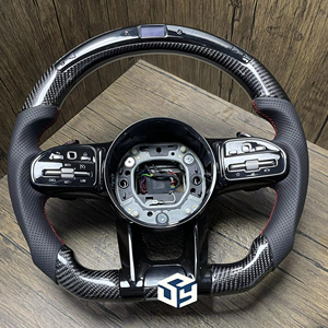 Volant de direction pour <span class=keywords><strong>Mercedes</strong></span>-Benz W176 W213 W205 W253 <span class=keywords><strong>C220</strong></span> C257 ClE ClS <span class=keywords><strong>AMG</strong></span> 2016-2019 en fibre de carbone - Product Image 1
