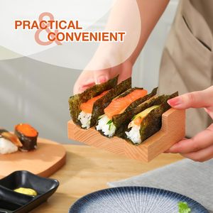 Soportes de madera para tacos de <span class=keywords><strong>Sushi</strong></span>, soportes de mano Temaki Premium, estantes de exhibición de madera para restaurante, platos de presentación de comida, barcos - Product Image 2