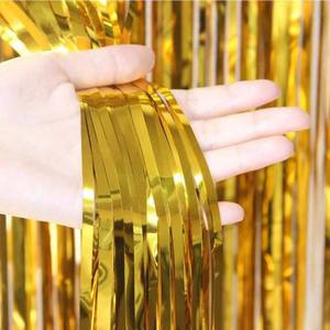 <span class=keywords><strong>Rideau</strong></span> de pluie en feuille métallique de 2 m, décoration de fond <span class=keywords><strong>à</strong></span> franges brillantes, emballage <span class=keywords><strong>extérieur</strong></span> personnalisé, vente en gros - Product Image 1
