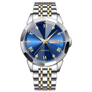 Men's business <b>watch</b> with steel strap casual and versatile dual calendar quartz <b>watch</b> - Product Image 1