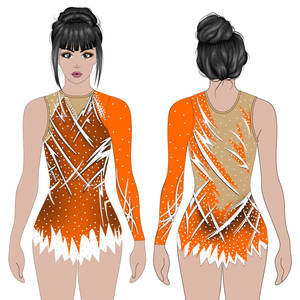 Tuta da ginnastica per ragazze ad alta elasticità con motivo rosa viola Design a una manica e strass a linea bianca - Product Image 5