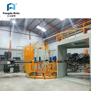 three arm rotomoulding machine making rotomolded coolers plastic container