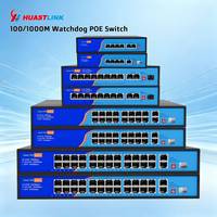 HUASTLINK Switch PoE Ethernet de Red CCTV de 4, 8, 16, 24 Puertos, 100Mbps, 1000Mbps, 48V, 10/100/1000M para Cámara IP