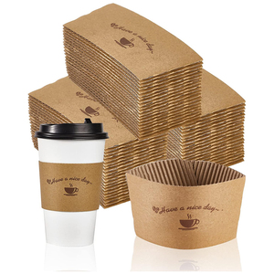 Funda Desechable de Vidrio de Pared Simple, Estampado Personalizado de Papel Corrugado Blanco y Marrón, para Café y Bebidas Calientes, 8oz, 12oz, 16oz, 20oz - Product Image 5